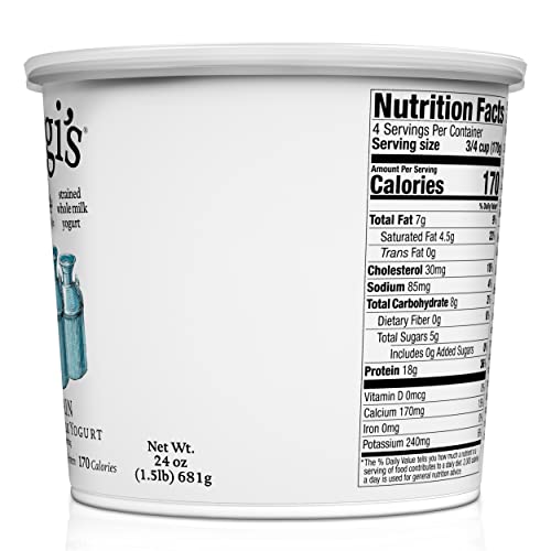 Siggis Icelandic Strained Whole Milk Yogurt, Plain, 24 OZ. - Thick, Protein-Rich Yogurt Snack