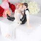 Bride & Groom Wedding Cake Topper, Wedding And Engagement Party Fun Wedding Couple Figurines Decorations Gifts (Side Sitting Hug