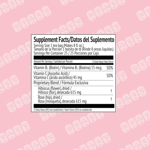 HYLEYS Biotin & Vitamin C Tea for Healthy Skin & Nails - 1 Pack (25 Count)