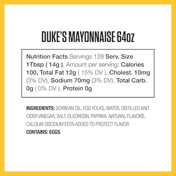 DUKE'S Real Mayonnaise - Original Smooth & Creamy, 64 Ounce Jar, Pack of 1