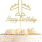 AHAORAY Airplane Cake Topper - Gold Glitter Eco-Friendly Cardboard Decoration for Birthday Parties and Photo Booths