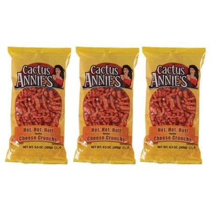 Cactus Annies Hot Cheese Crunch Chips, 9.5 oz, Pack of 3
