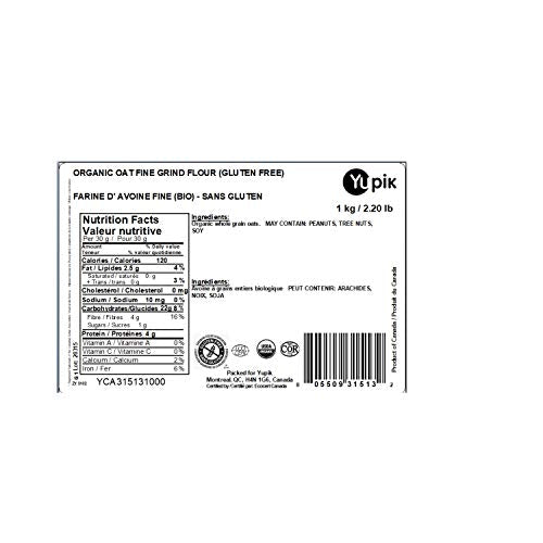 Yupik Organic Flour, Gluten-Free Fine Grind Oat, 2.2 lb, Non-GMO, Vegan (Pack of 2)