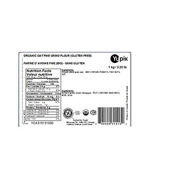 Yupik Organic Flour, Gluten-Free Fine Grind Oat, 2.2 lb, Non-GMO, Vegan (Pack of 2)