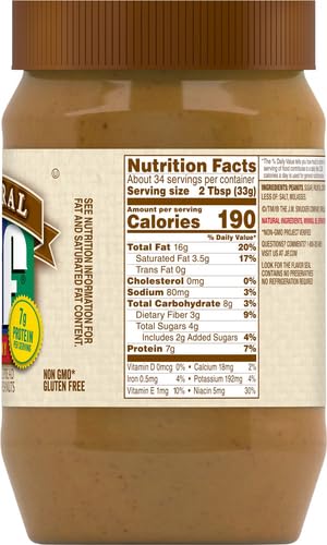 Jif Natural Creamy Peanut Butter Spread - Contains 90% Peanuts, 40 Ounces