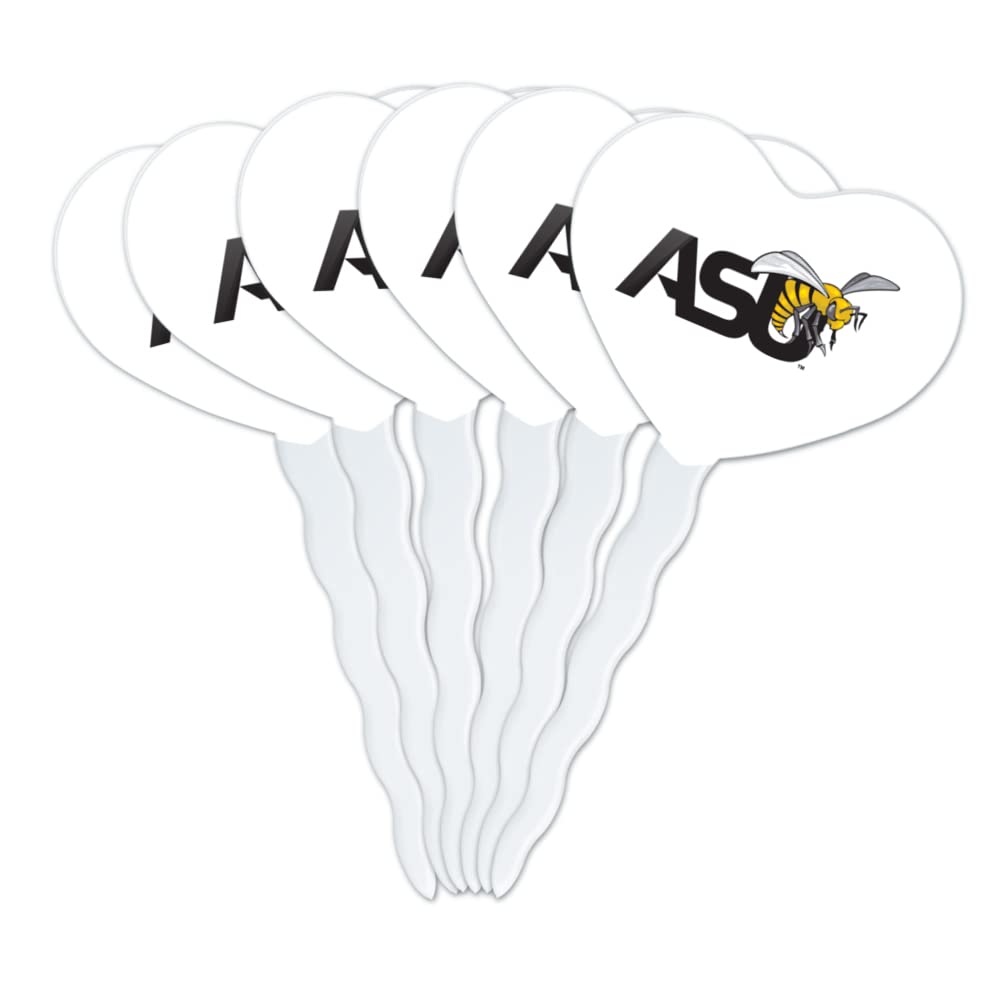 GRAPHICS & MORE Cupcake Picks Set of 6 - Acrylic Heart Toppers - Alabama State University - One Size