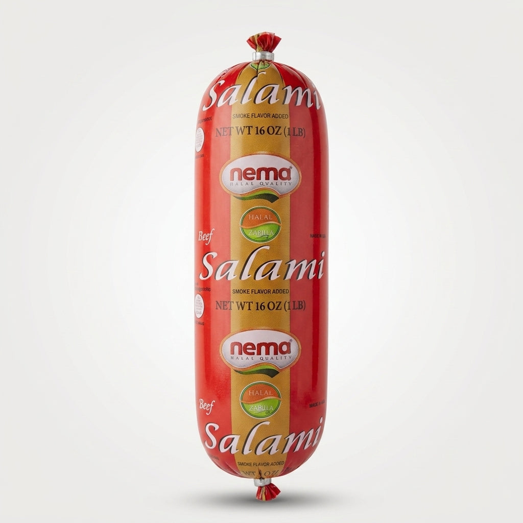 Nema Beef Salami 16 oz - Halal Zabiha Smoke Flavored Deli Meat