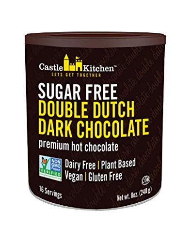 Castle Kitchen Sugar Free Double Dutch Premium Dark Hot Chocolate Mix (6 Pack, 48Oz Total) - Vegan, Dairy Free, Plant Based - Ke