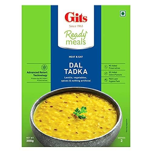Gits Ready To Eat Dal Tadka, Pure Veg Heat And Eat Indian Meal, Microwaveable, 1200G (Pack Of 4 X 300G Each)