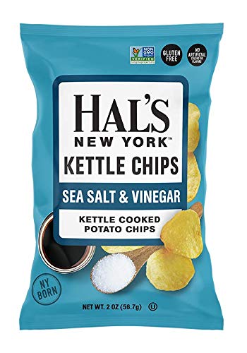 Hal'S New York Kettle Cooked Gluten Free Sea Salt & Vinegar Flavored Potato Chip Crisps, 2 Oz (Pack Of 24)