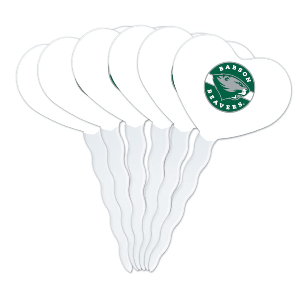 GRAPHICS & MORE Cupcake Picks Set of 6, Acrylic, Babson College Heart Design, One Size