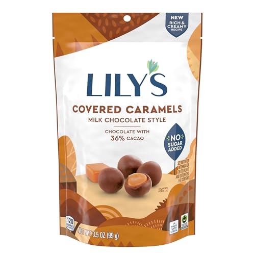 Lilys Milk Chocolate Style No Sugar Added, Covered Caramels Bag, 3.5 Oz