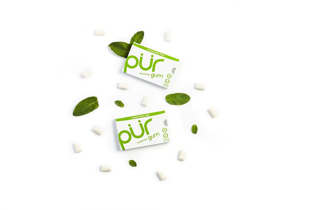 Pur Gum | Aspartame Free Chewing Gum | 100% Xylitol | Natural Coolmint Flavored Gum, 9 Pieces (Pack Of 12)