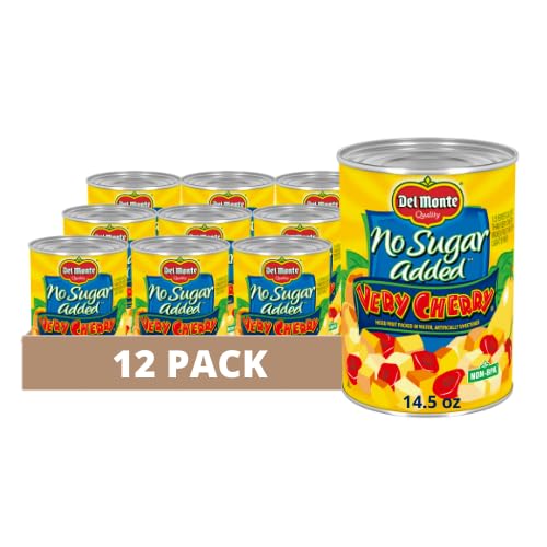 Del Monte Very Cherry Mixed Fruit in Water, No Sugar Added, 14.5 oz Can, Pack of 12