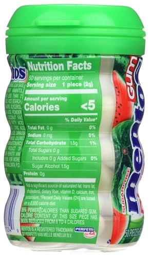 Mentos Pure Fresh Sugar-Free Chewing Gum With Xylitol, Watermelon, 50 Piece Bottle
