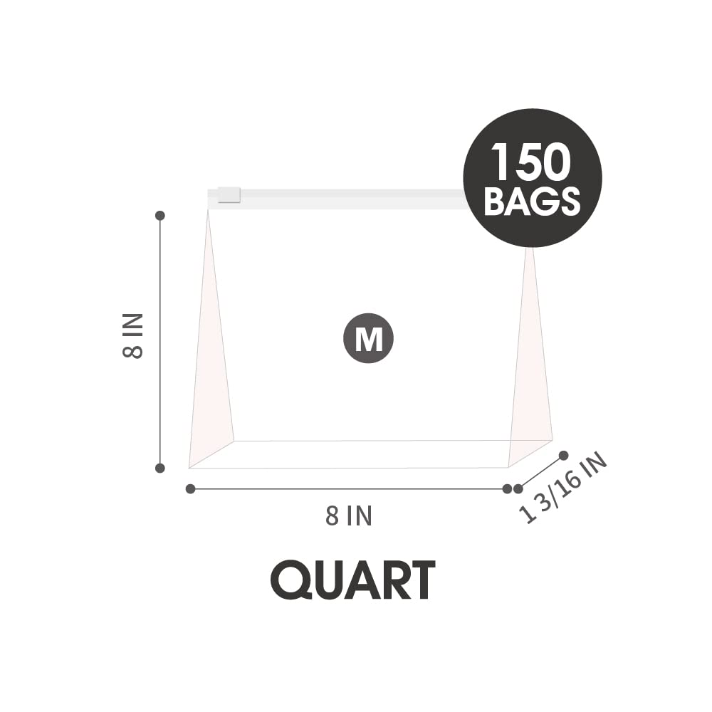 900 Count- Bulk Slider Stand Up Storage Bags, Quart Size (36 Packs Of 25) Bpa-Free, Expandable Bottom, Leak Proof