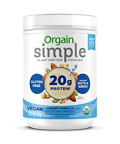 Orgain Simple Organic Vegan Protein Powder, Vanilla - 20G Of Plant Based Made With Fewer Ingredients And Without Dairy, Gluten A