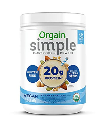 Orgain Simple Organic Vegan Protein Powder, Vanilla - 20G Of Plant Based Made With Fewer Ingredients And Without Dairy, Gluten A