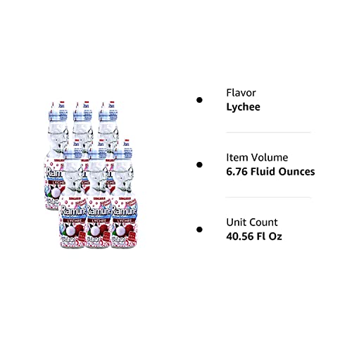 Sangaria Ramune, 6.76 Fluid Ounce (Lychee, 6 Bottles)