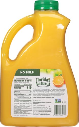 Floridas Natural Orange Juice No Pulp, 89 Fl Oz Bottle