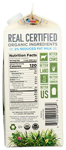 Maple Hill Creamery 100% Grass-Fed Organic 2% Milk - Ultra Pasteurized USDA Organic Reduced Fat Milk - 64 fl oz