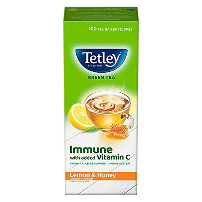Tetley Green Tea Immune With Added Vitamin C, Lemon And Honey, 100 Tea Bags