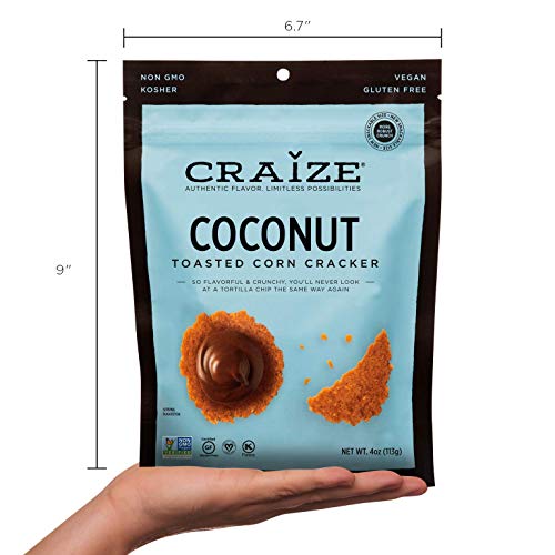 Craize Coconut Crisps | Gluten Free, Vegan, Kosher, Toasted Corn Crackers | 3 pack, 4 oz each