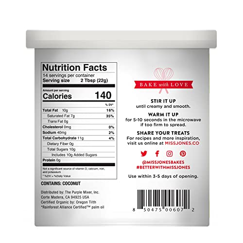 Miss Jones Baking Organic Buttercream Frosting, Perfect for Icing and Decorating, Vegan-Friendly: Cream Cheese (Pack of 2)