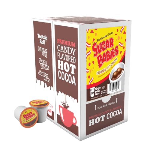 Tootsie Roll Sugar Babies Hot Chocolate Pods, 40 Count, Compatible with 2.0 K-Cup malt-inspired, Gooey Caramel Flavor