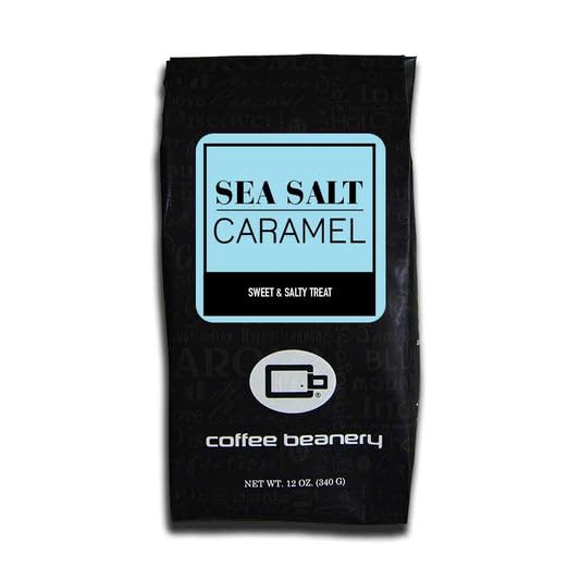 Sea Salt Caramel Flavored Coffee, Specialty Arabica Coffee, Medium Roast, 12 ounce, Whole Bean