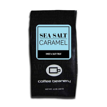 Sea Salt Caramel Flavored Coffee, Specialty Arabica Coffee, Medium Roast, 12 ounce, Whole Bean