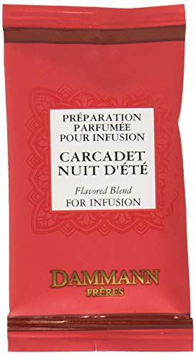 Dammann Freres Sachets, Carcadet Nuit D'Été Summer Night Tea Bags, Premium Gourmet French Hibiscus And Berry Herbal Tea, Individually Wrapped, 24 Count (Single Pack)