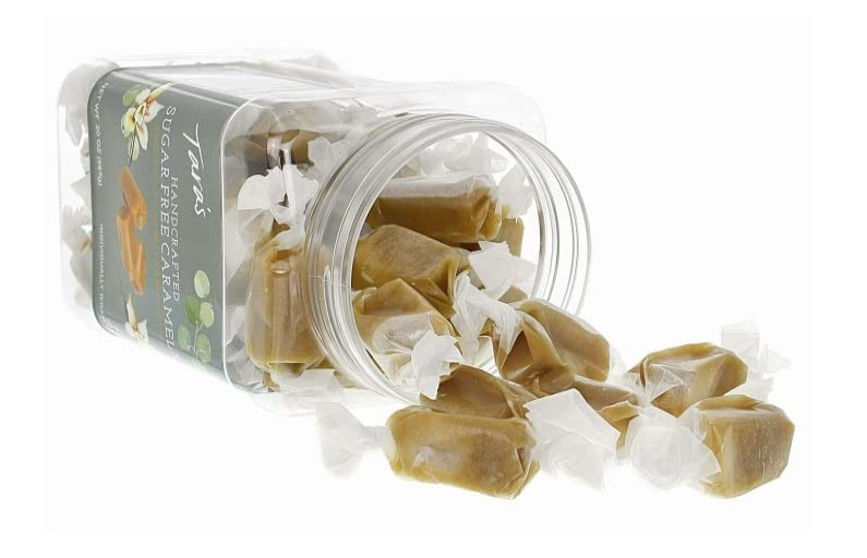 Taras Gourmet Sugar Free Caramels - Handcrafted All Natural Candy, Creamy & Individually Wrapped, 20 oz, Caramel Flavor