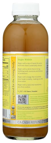 SYNERGY The Real Kombucha - Golden Pineapple - 16 fl oz Bottle - Raw Probiotic Drink for Gut Health and Immune Support