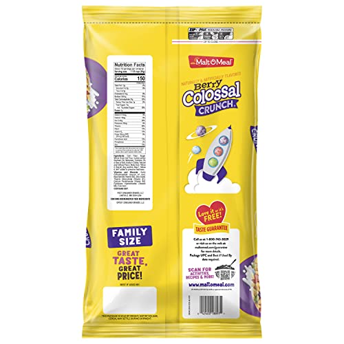 Malt-O-Meal Berry Colossal Crunch Breakfast Cereal, Super Size Bag, Bagged Cereal, 34.5 Ounce - 1 count