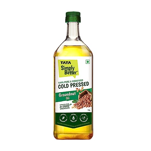 Tata Simply Better Pure And Unrefined Cold Pressed Groundnut (Peanut) Oil, Kolhu/Kacchi Ghani/Mara Chekku/Ganuga, Naturally Chol