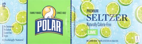 Polar Seltzer Water Lime, 12 Fl Oz Cans, 12 Pack