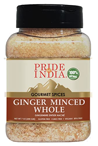 Pride of India ?Ginger Minced Whole ?Gourmet Spice ?Rich in Antioxidant ?Potent Flavor - Great for Adding Flavor to Stir Fries &