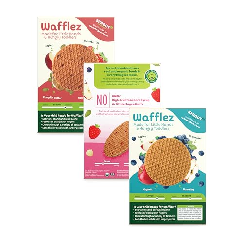 Sprout Organic Baby Food, Toddler Snack Variety Pack, Single Serve Waffles (30 Count)