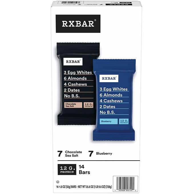 RXBAR Protein Snack Bars, All Natural, Chocolate Sea Salt & Blueberry, 14 Count Pack