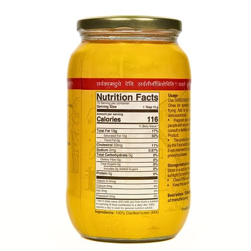 Shree Radhey Certified A2 Gir Cow Ghee - Gluten Free - (Traditionaly Hand Churned) (1 Litre X 2 Glass Bottle)