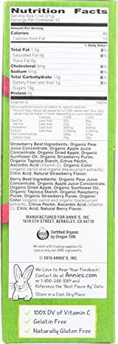 Annies Homegrown Organic Really Peely Fruit Tape Snack, Strawberry & Berry Flavor, Gluten Free & Non-GMO, Variety Pack, 12 Roll