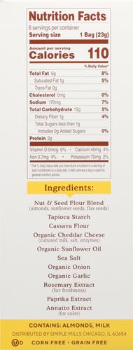 Simple Mills Farmhouse Cheddar - Case Of 6 - 4.9 Oz(D0102Hx7Siw.)