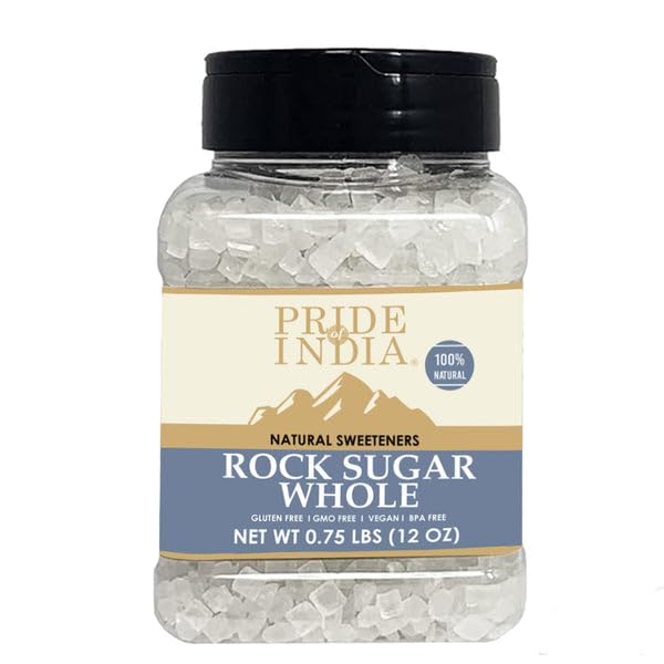 Pride Of India Natural Crystal Rock Sugar - 12 oz (Pack of 6) - Authentic Indian Sugar Crystals for Sweetening Milk or Tea