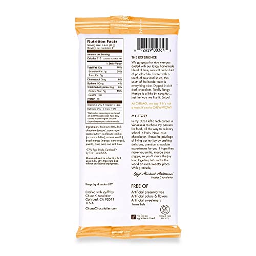 Chuao Chocolatier Totally Tangy Mango Dark Chocolate Gourmet Bars | For Gift Baskets, Birthday, Thank You, Care Package | 12 Ct, 2.8 Oz Each