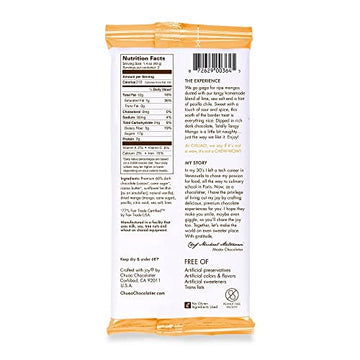 Chuao Chocolatier Totally Tangy Mango Gourmet Dark Chocolate Bars | Chile Lime Mango No Preservatives | For Gift Baskets, Christmas, Valentines, Birthday, Care Package | 3 Pack