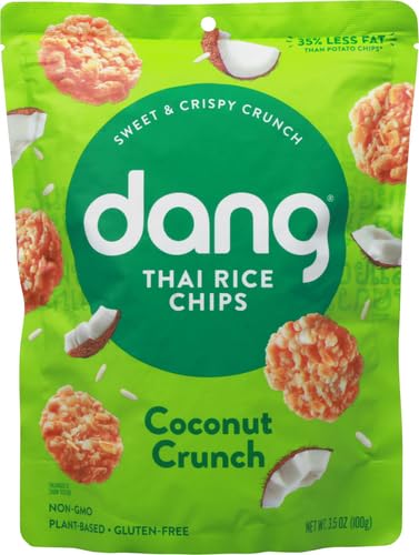 Dang Thai Rice Chips | Gluten Free, Soy Free & Preservative Free Rice Crisps, Healthy Snacks Made with Whole Foods (Coconut Crunch, 3.5 Ounce (Pack of 1))
