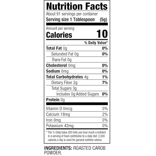 Chatfields enhanced Carob Powder  Caffeine-Free  Vegan Friendly  Kosher  Gluten Free & Non-GMO  16 Ounce (Pack of 6)