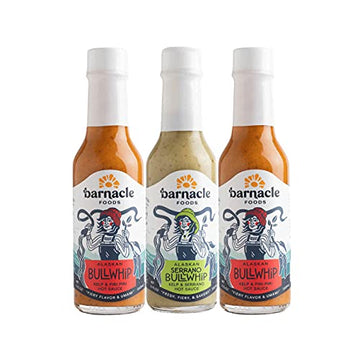 Barnacle Foods Bullwhip Kelp Hot Sauce Variety Pack | Kelp & Serrano Or Piri-Piri Peppers | Made In Alaska | Delicious Savory Um