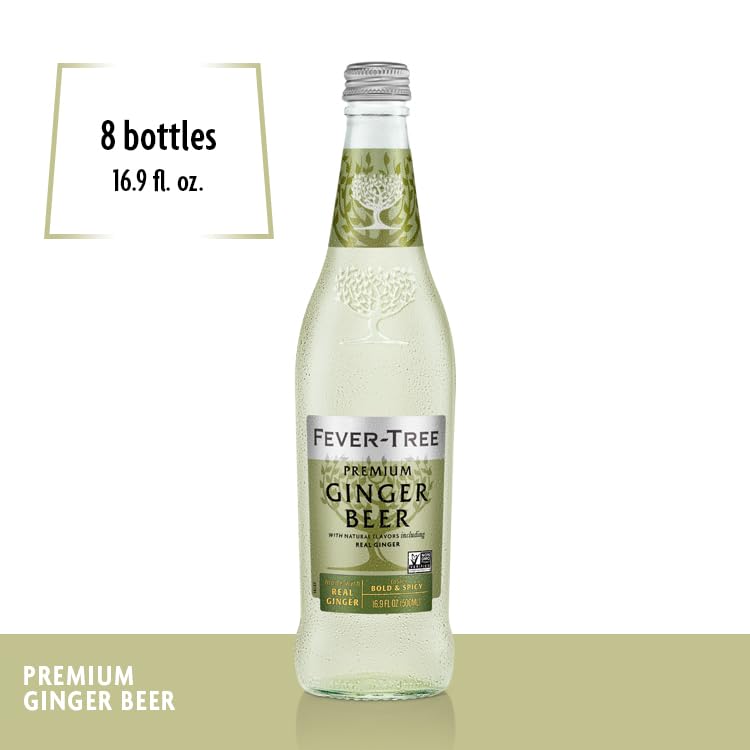 Fever-Tree Ginger malt-inspired Mixer - Premium Quality, 500 ML Bottles, Pack of 8, Clear, No Artificial Sweeteners or Colors
